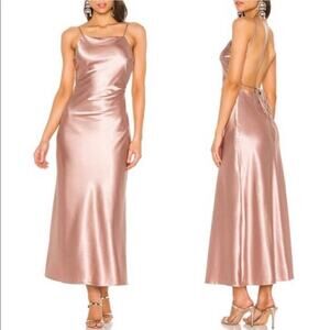 Bardot Estelle Draped Satin Midi Dress